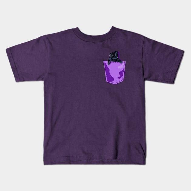 Pug in my Pocket - Black Pug in Shirt Pocket Design Kids T-Shirt by Fun Funky Designs